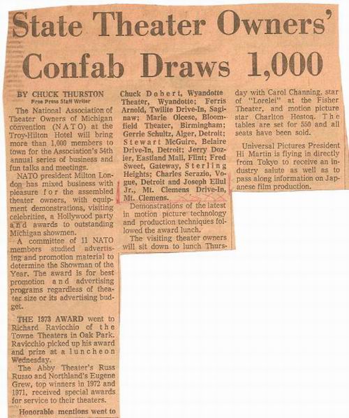 Mt Clemens Drive-In Theatre - Nato Convention Article Courtesy Joe Ellul Jr